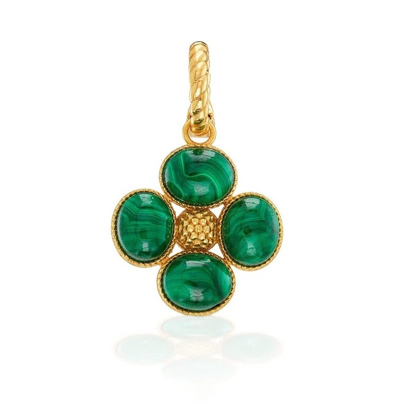 CAPUCINE DE WULF Berry Clover Double Sided Pendant - Malachite