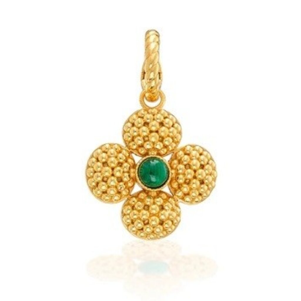 CAPUCINE DE WULF Berry Clover Double Sided Pendant - Malachite