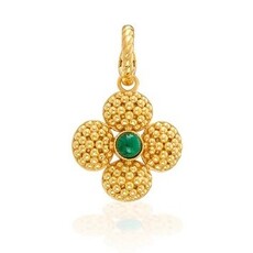 CAPUCINE DE WULF Berry Clover Double Sided Pendant - Malachite