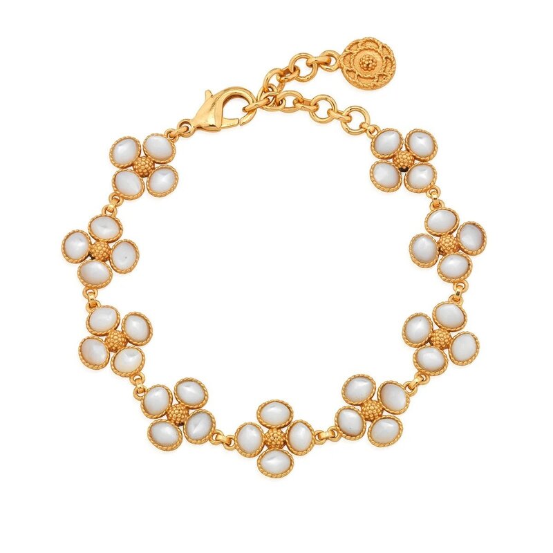 CAPUCINE DE WULF Berry Clover Link Bracelet 7"+2" - MOP