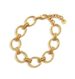 CAPUCINE DE WULF Cleopatra Grande Link Bracelet in Hammered Gold