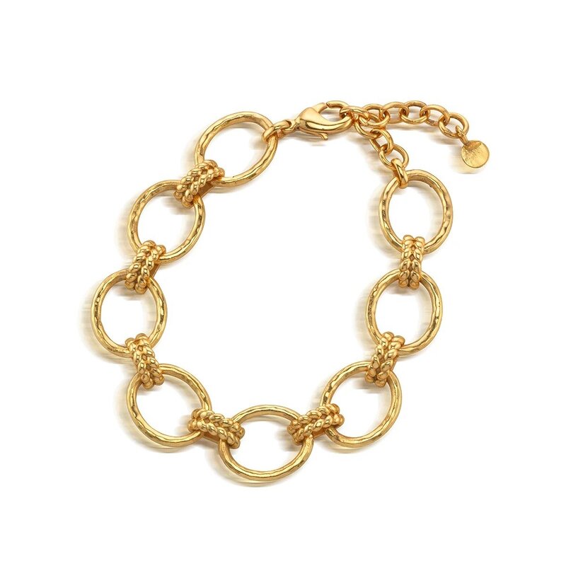 CAPUCINE DE WULF Cleopatra Grande Link Bracelet in Hammered Gold