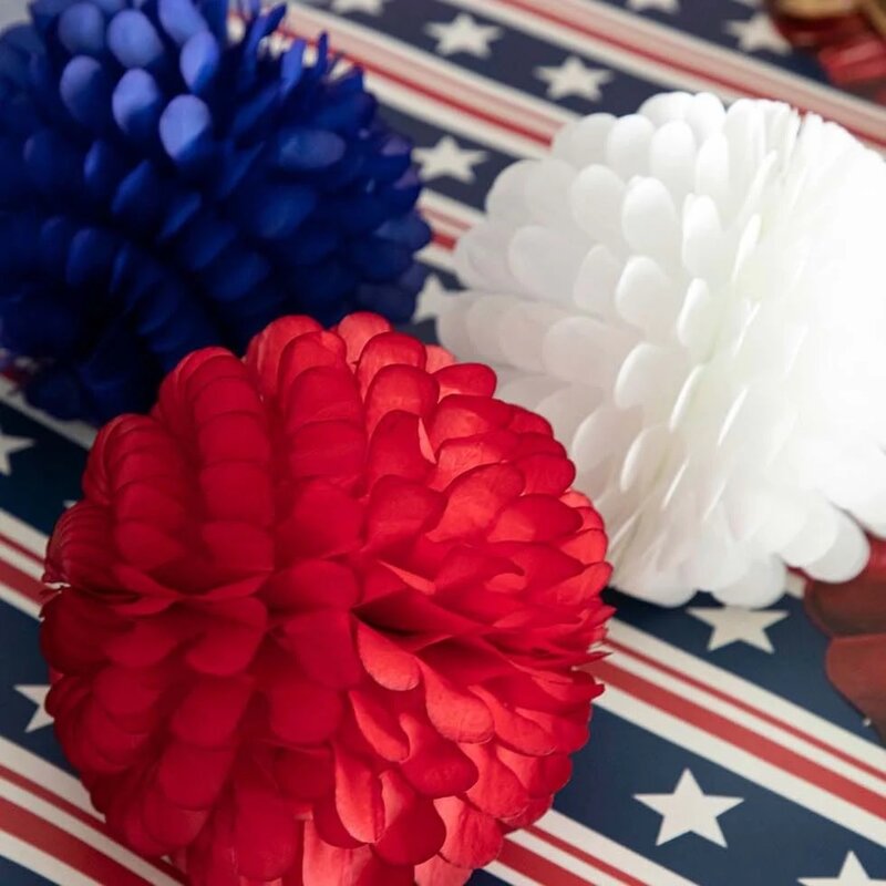 Patriotic Ruffled Balls Set of 3