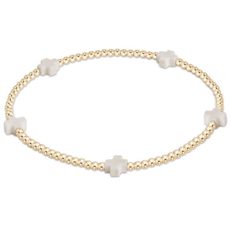 ENewton Design Signature Cross 2mm Gold Bracelet - Off-White