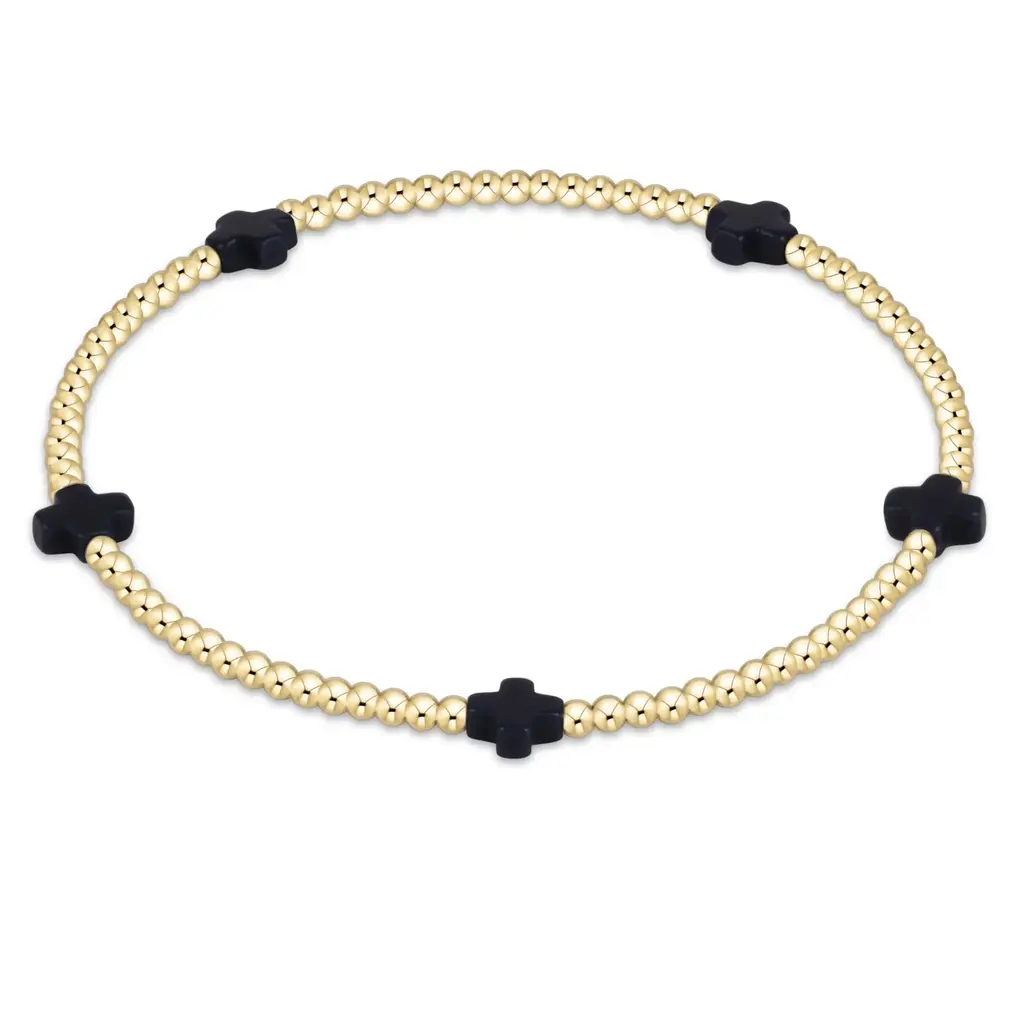 ENewton Design Signature Cross Small 2mm Gold Bracelet - Navy
