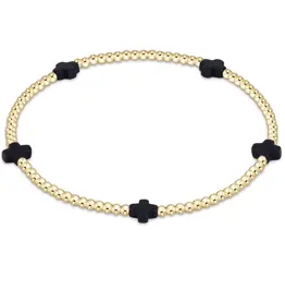 ENewton Design Signature Cross Small 2mm Gold Bracelet - Navy