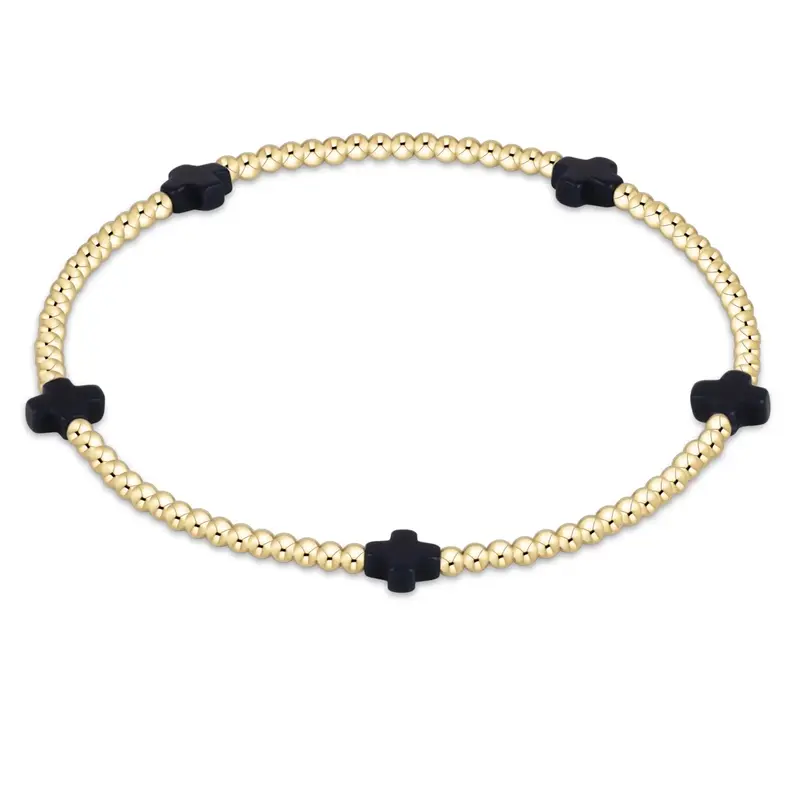 ENewton Design Signature Cross Small 2mm Gold Bracelet - Navy