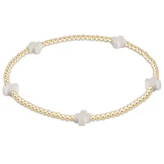 ENewton Design SIGNATURE CROSS SMALL 2MM GOLD BRACELET - OFF-WHITE