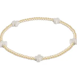 ENewton Design SIGNATURE CROSS SMALL 2MM GOLD BRACELET - OFF-WHITE