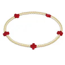 enewton Signature Cross Small 2mm Gold Bracelet - Red