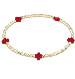 ENewton Design Signature Cross Small 2mm Gold Bracelet - Red