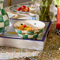 Mackenzie-Childs emerald check small colander