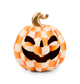 Mackenzie-Childs orange check small illuminated jack o'lantern