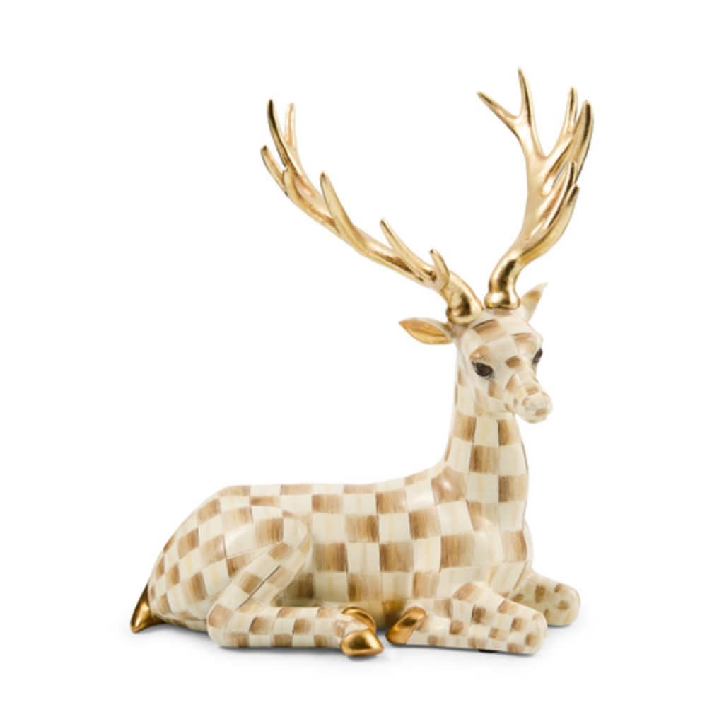 Mackenzie-Childs mocha check resting deer