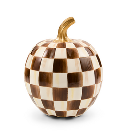 Mackenzie-Childs chocolate check small pumpkin