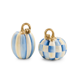 Mackenzie-Childs royal check and stripe petite pumpkins, set of 2