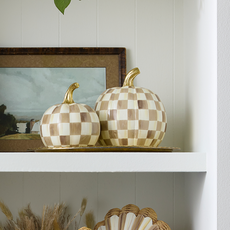 Mackenzie-Childs mocha check small pumpkin
