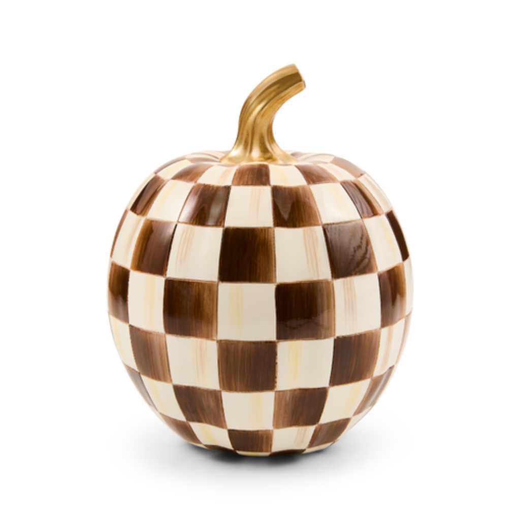 Mackenzie-Childs chocolate check small pumpkin