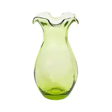 Hibiscus Glass Vertical Fluted Small Vase - Green