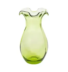 Hibiscus Glass Vertical Fluted Small Vase - Green