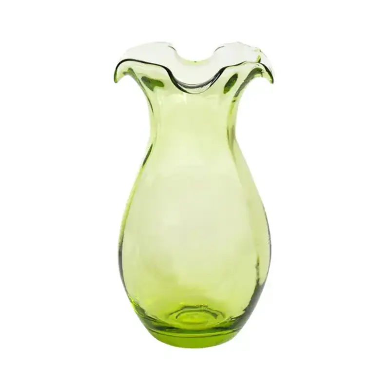 Hibiscus Glass Vertical Fluted Small Vase - Green