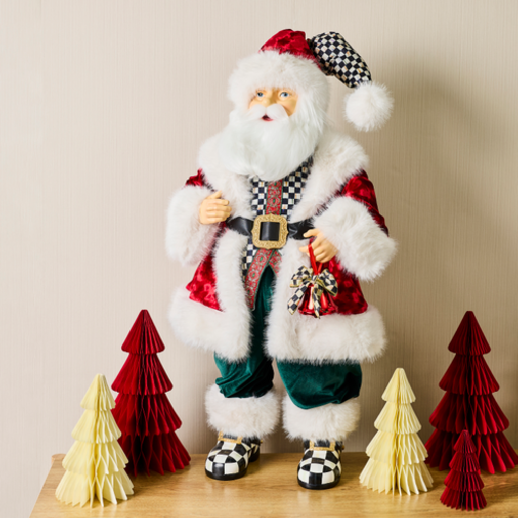 Mackenzie-Childs animated courtly fabric santa