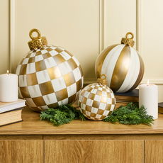 Mackenzie-Childs gold check small tabletop ornament