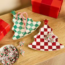 Mackenzie-Childs cherry check tree trinket tray