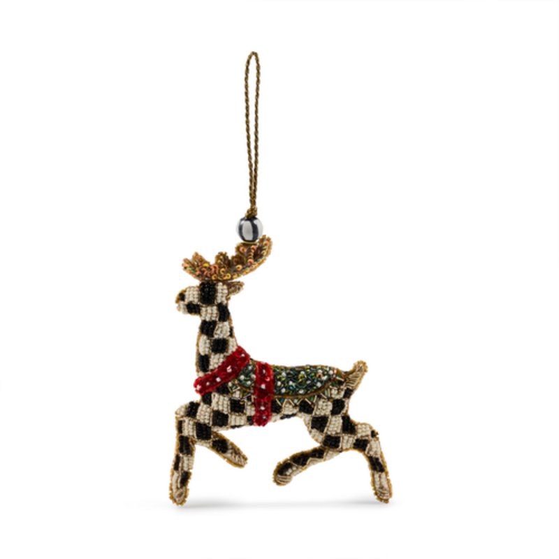 Mackenzie-Childs westminster deer beaded ornament