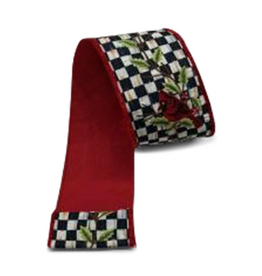 Mackenzie-Childs courtly check cardinal 4" ribbon