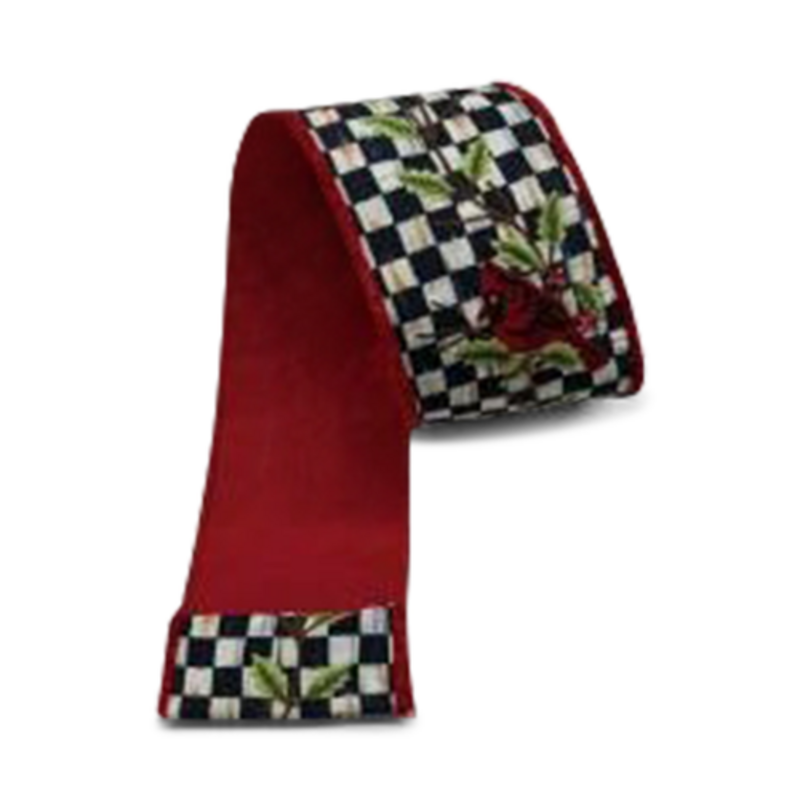 Mackenzie-Childs courtly check cardinal 4" ribbon