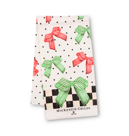 Mackenzie-Childs holiday bow printed dish towel