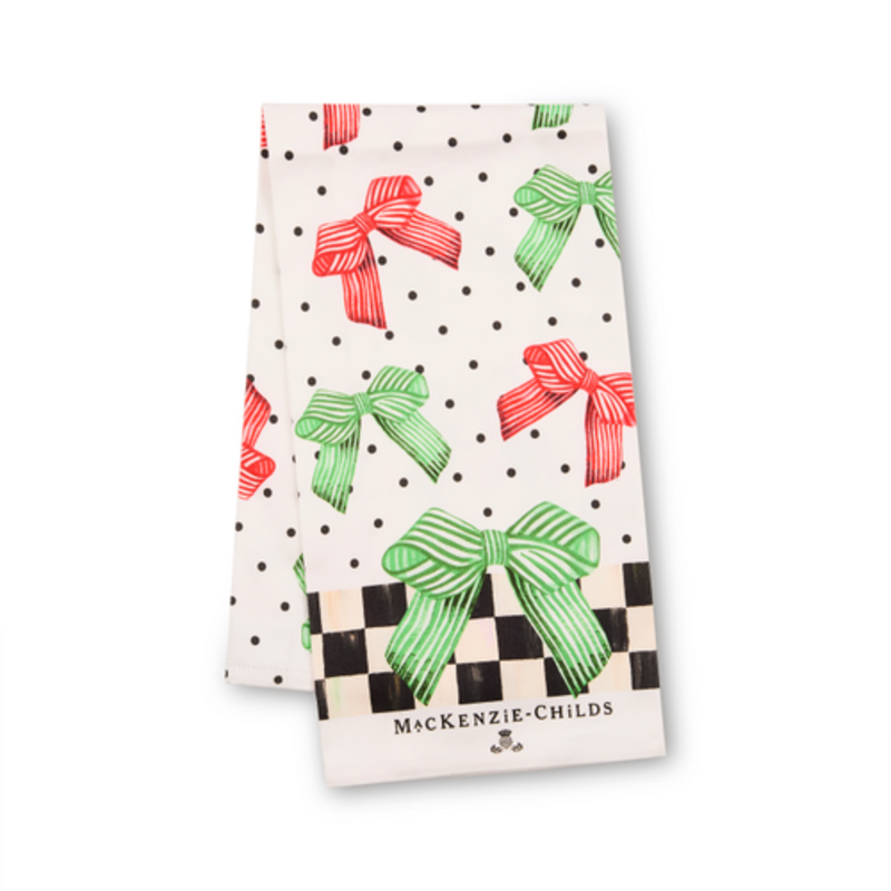 Mackenzie-Childs holiday bow printed dish towel