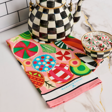 Mackenzie-Childs jolly ornaments printed dish towel