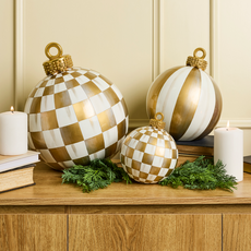 Mackenzie-Childs gold stripe medium tabletop ornament