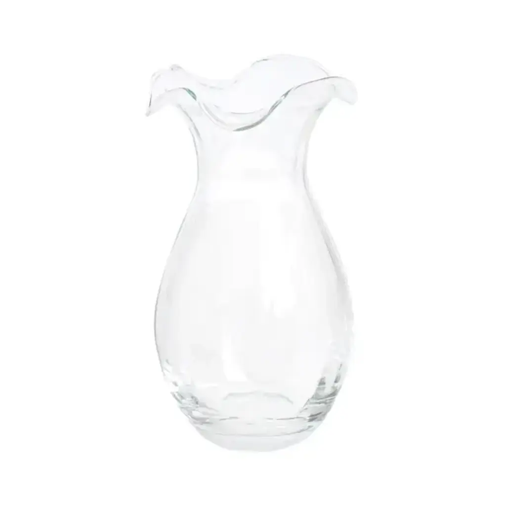 Vietri Hibiscus Glass Clear Vertical Fluted Small Vase