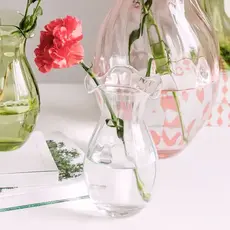 Vietri Hibiscus Glass Clear Vertical Fluted Small Vase