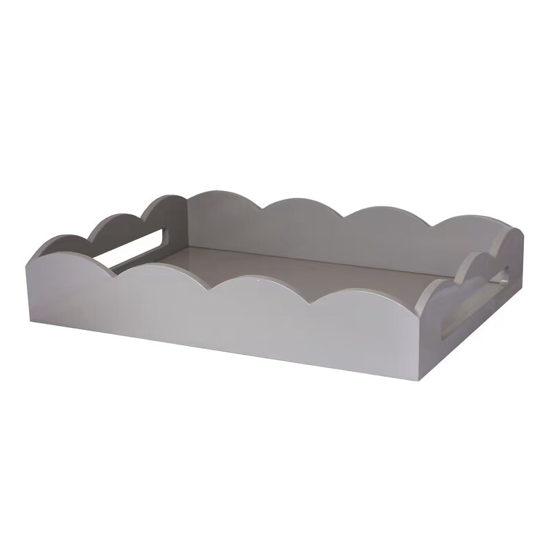 Chiffon Gray Scalloped Edge Tray