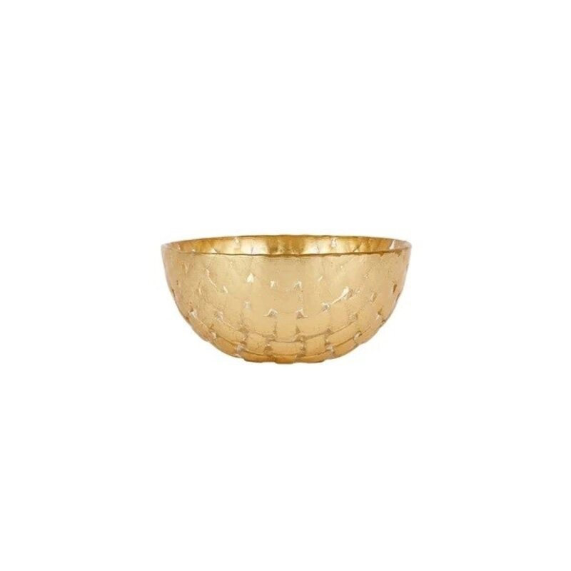 Vietri Rufolo Glass Gold Basketweave Dipping Bowl