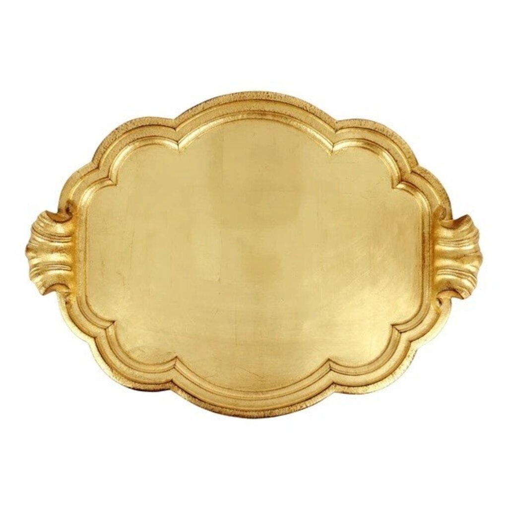 Florentine Wooden  Gold Handled Tray, Large