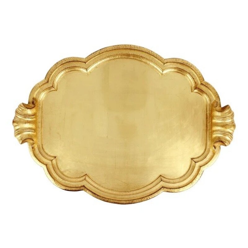Florentine Wooden  Gold Handled Tray, Large