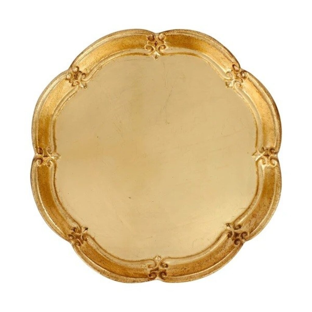 Vietri Florentine Wooden Accessories Gold Medium Round Tray