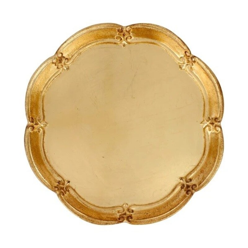 Vietri Florentine Wooden Accessories Gold Medium Round Tray