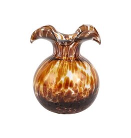 Hibiscus Glass Brown Tortoise Shell Bud Vase