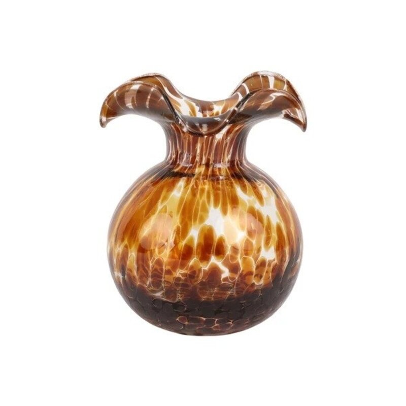 Hibiscus Glass Brown Tortoise Shell Bud Vase