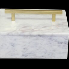 Sm. Marble Jewelry Box W/Handle - ST - WHITE