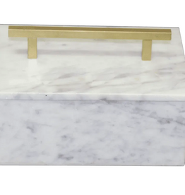 Sm. Marble Jewelry Box W/Handle - ST - WHITE