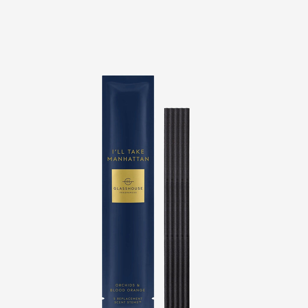 Glasshouse Fragrances 5 Replacement Scent Stems - I'LL  TAKE MANHATTAN