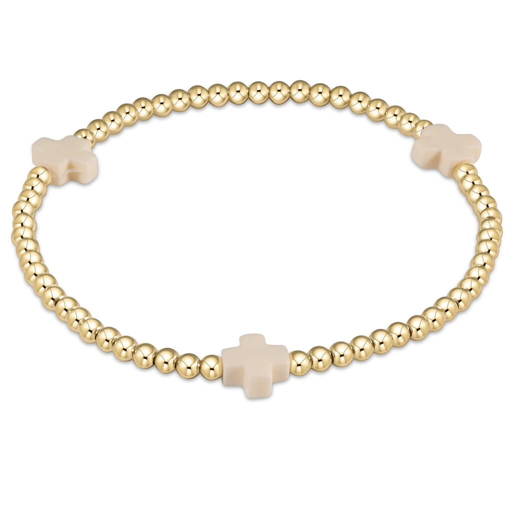 ENewton Design Signature Cross 3mm Gold Bracelet - Off-White