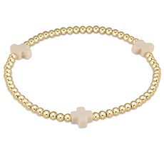 ENewton Design Signature Cross 3mm Gold Bracelet - Off-White